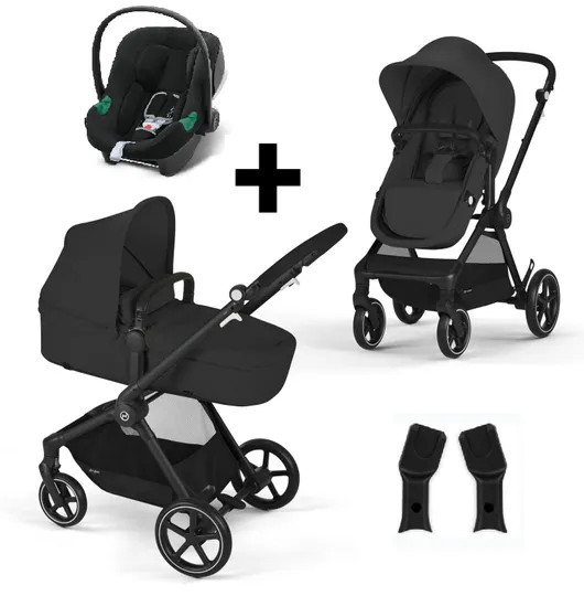 Cybex Kinderwagen Eos Lux BLK Moon Black Incl. Aton B2 i-Size & Adapter
