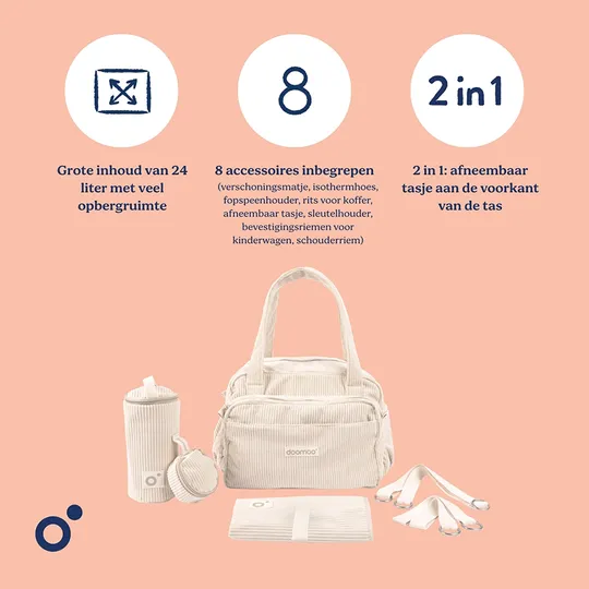 Doomoo Fluffy Verzorgingstas - Corduroy - Sand