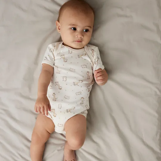 Name It Romper - 3P SS Solid Rib - Giraffe - Mt. 50