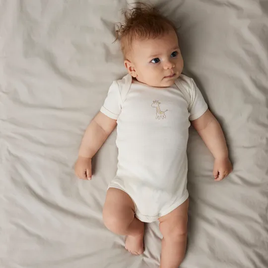 Name It Romper - 3P SS Solid Rib - Giraffe - Mt. 50