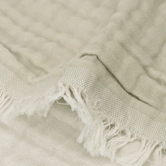 Jollein Ledikantdeken Fringe Olive Green / Ivory GOTS 120 x 120 cm