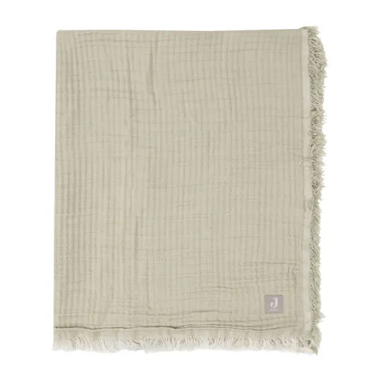 Jollein Ledikantdeken Fringe Olive Green / Ivory GOTS 120 x 120 cm