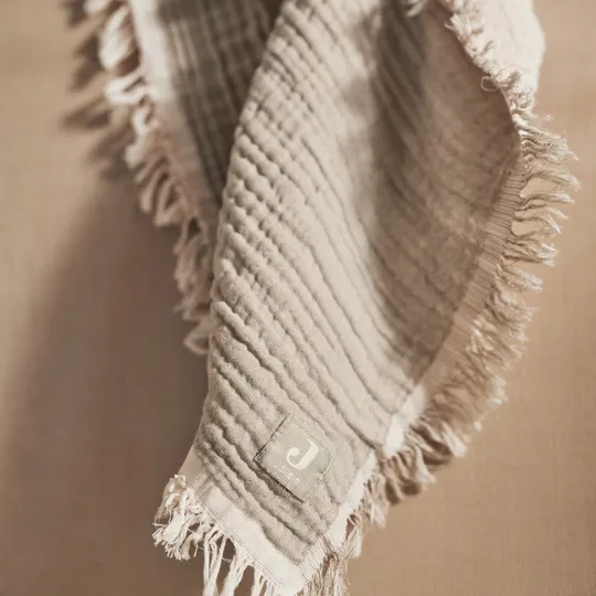 Jollein Ledikantdeken Fringe Olive Green / Ivory GOTS 120 x 120 cm