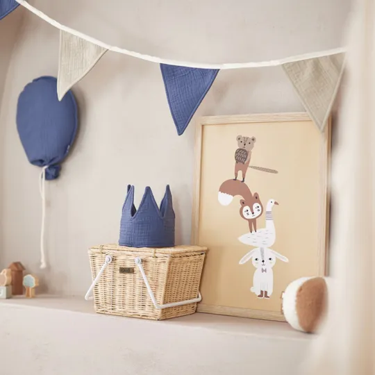 Jollein Vlaggenlijn Jeans Blue/Olive green 200 x 17 cm