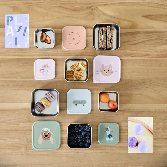 Lässig Tiny Team Dog Snackbox - 3 Stuks - Roestvrijstaal - Groen