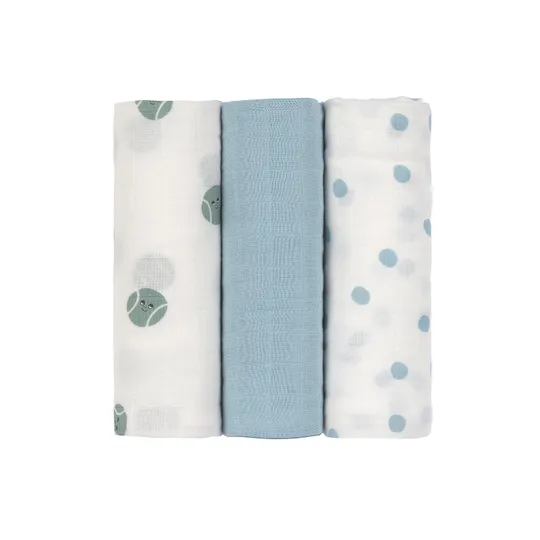 Lässig Tiny Team Swaddle - 3 Stuks - 80 x 80 cm - Heavenly Soft - Pale Blue