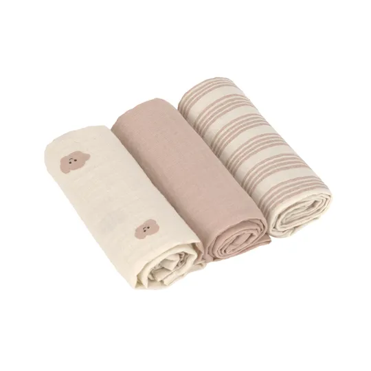 Lässig Tiny Team Swaddle & Burp Doeken - 3 Stuks - 60 x 60 cm - Mushroom 