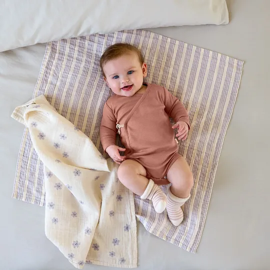 Lässig Tiny Team Swaddle & Burp Doeken - 3 Stuks - 60 x 60 cm - Pastel Lila