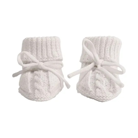 Lodger Gebreide Slofjes Met Kabel - Maat 0-6 Mnd - Cloud Dancer 