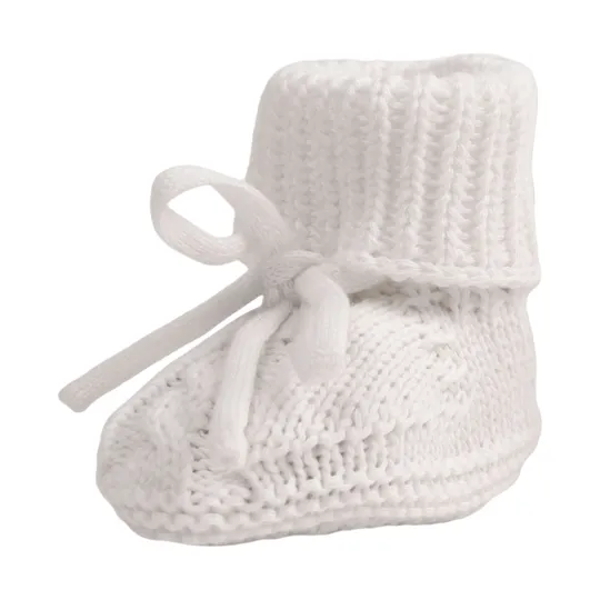 Lodger Gebreide Slofjes Met Kabel - Maat 0-6 Mnd - Cloud Dancer 