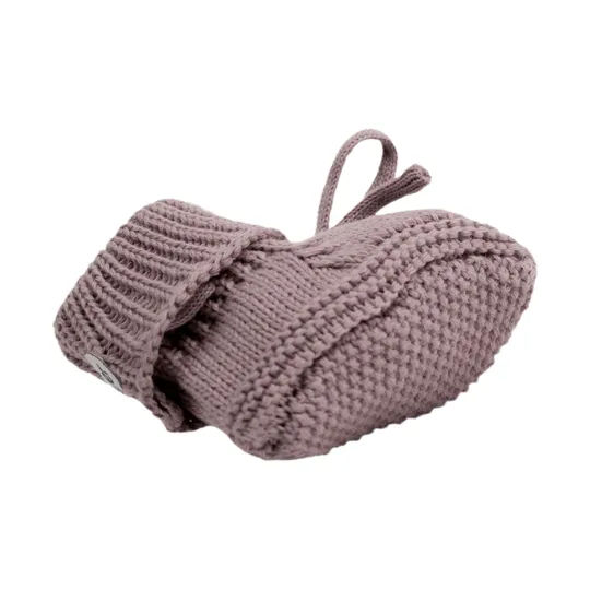 Lodger Gebreide Slofjes Met Kabel - Maat 0-6 Mnd - Rose
