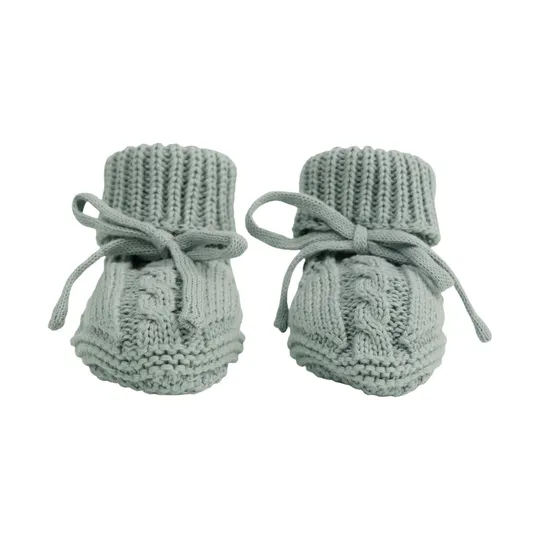 Lodger Gebreide Slofjes Met Kabel - Maat 0-6 Mnd - Silk