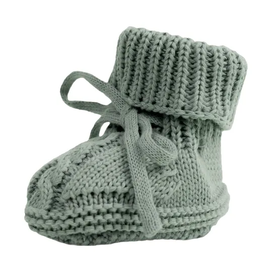 Lodger Gebreide Slofjes Met Kabel - Maat 0-6 Mnd - Silk