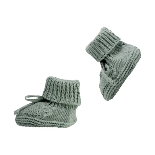 Lodger Gebreide Slofjes Met Kabel - Maat 0-6 Mnd - Silk