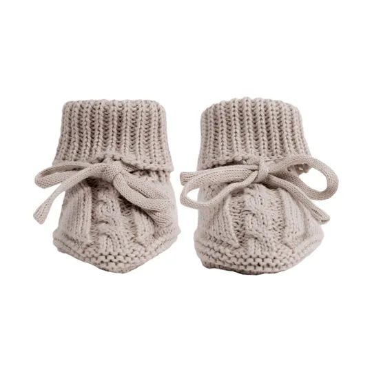 Lodger Gebreide Slofjes Met Kabel - Maat 0-6 Mnd - Birch