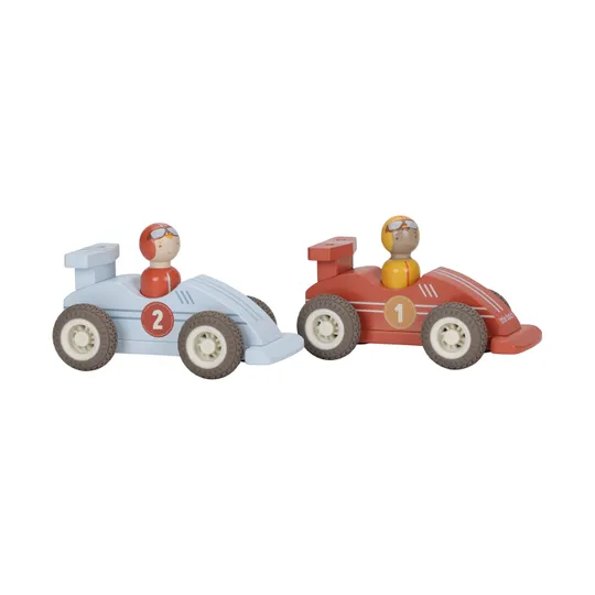 Little Dutch Pullback Racewagens Inclusief Pegdolls – Set van 2 – Hout 