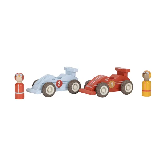 Little Dutch Pullback Racewagens Inclusief Pegdolls – Set van 2 – Hout 