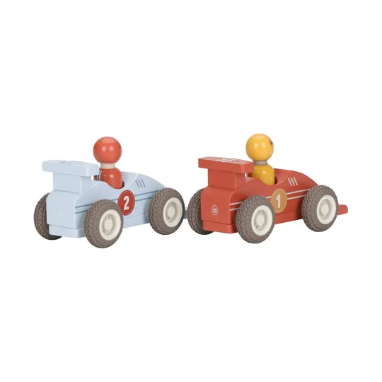 Little Dutch Pullback Racewagens Inclusief Pegdolls – Set van 2 – Hout 