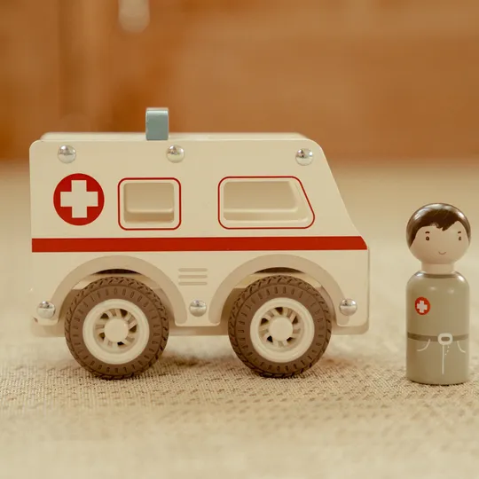 Little Dutch Ambulance Inclusief Pegdoll – Hout