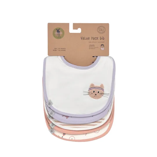 Lässig Tiny Team Cat Slabbetjes – 5 Stuks – Paars