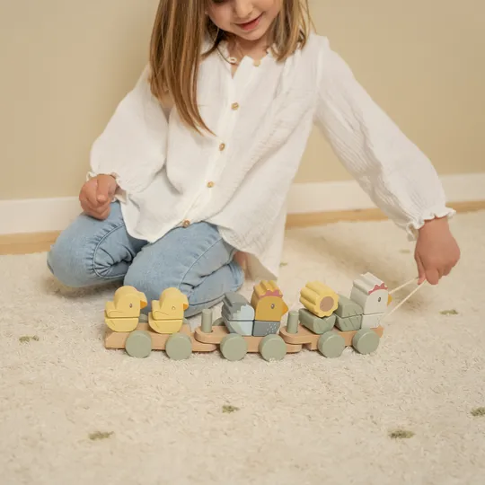 Little Dutch Blokkentrein Kip Little Farm FSC