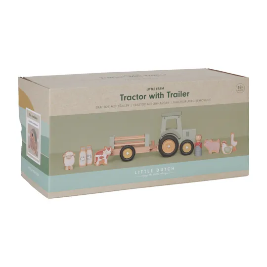 Little Dutch Tractor Met Trailer Little Farm FSC