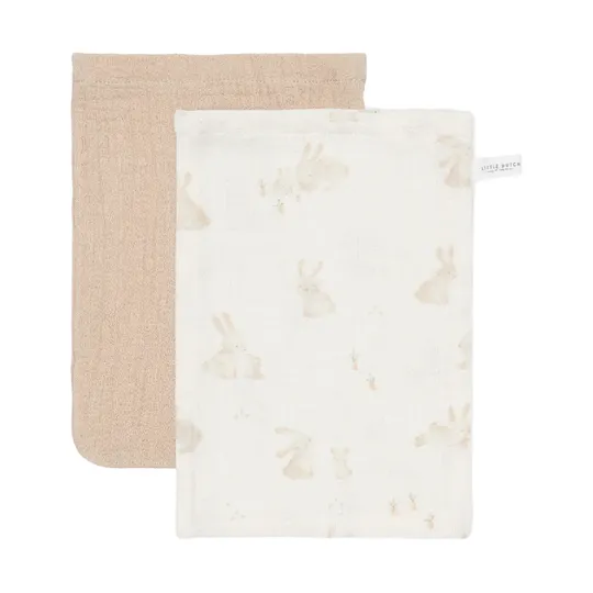 Little Dutch Washand Hydrofiel Baby Bunny/Beige 2-Pack