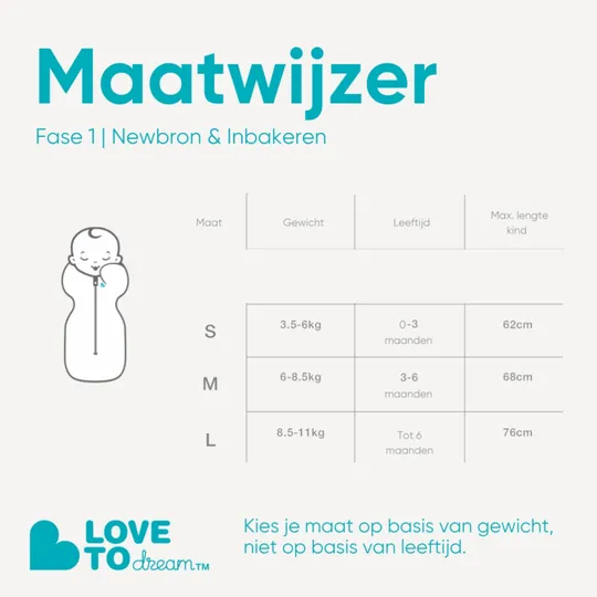 Love To Dream SwaddleUp™ 1.0 TOG - Fase 1 - Maat M - White Dreamer