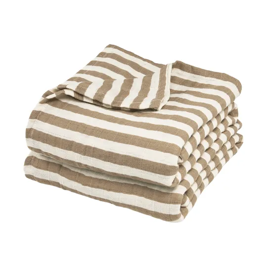 Meyco Baby Fat Stripe Tetra Doeken - 2 Stuks - 120x120 cm - Taupe