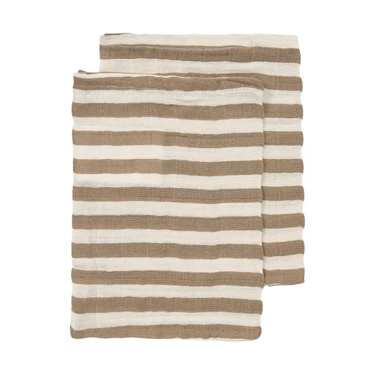 Meyco Baby Fat Stripe Washandjes - 2 Stuks - Pre-washed Tetra - Taupe