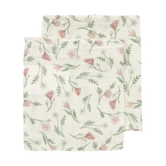 Meyco Baby Flower Washandjes - 2 Stuks - Pre-washed Hydrofiel - Multicolour