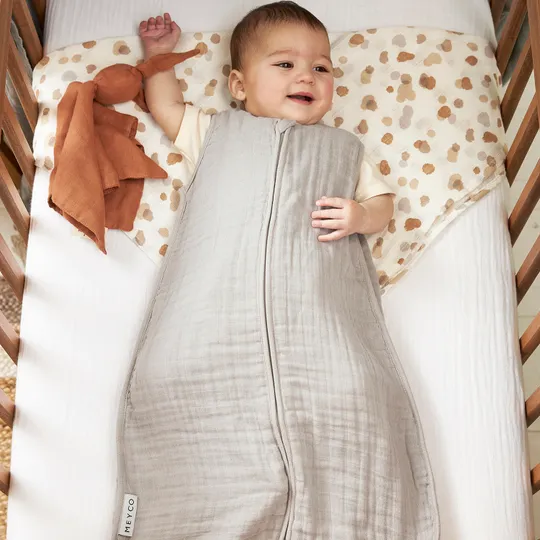 Meyco Baby Uni baby slaapzak Pre-Washed hydrofiel Greige 70 cm
