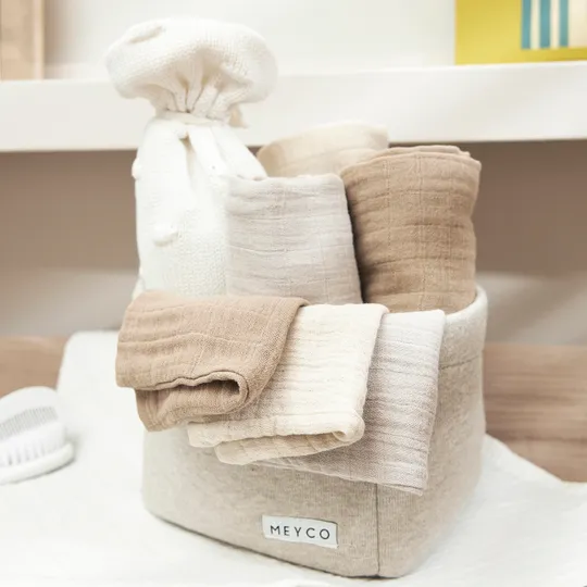 Meyco Baby Uni Hydrofiele Washandjes - 3 Stuks - Soft sand/Greige/Taupe