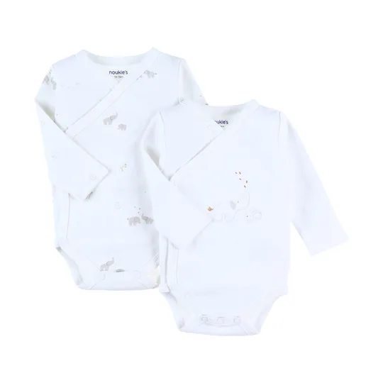 Noukie's B&M Rompers - 2 stuks - Lange Mouw - Bio Katoen - Wit