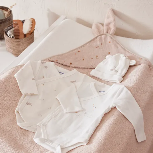 Noukie's B&M Rompers - 2 stuks - Lange Mouw - Bio Katoen - Wit