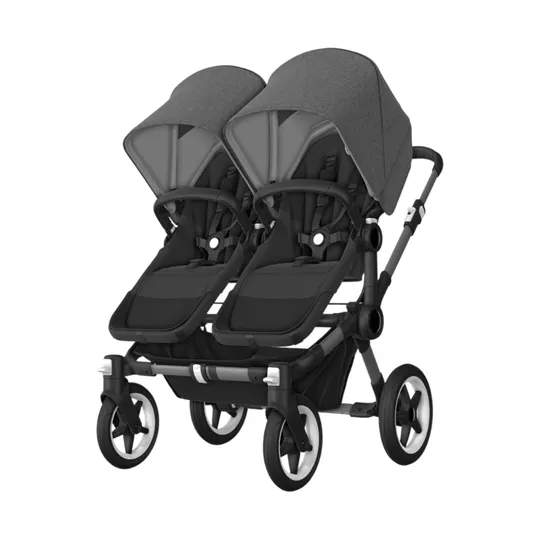 Bugaboo Donkey 5 Tweelingwagen - Black on Graphite / Grey Melange