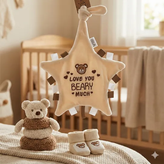 VIB Love You BEARY Much Stervorm Speendoekje - Beige