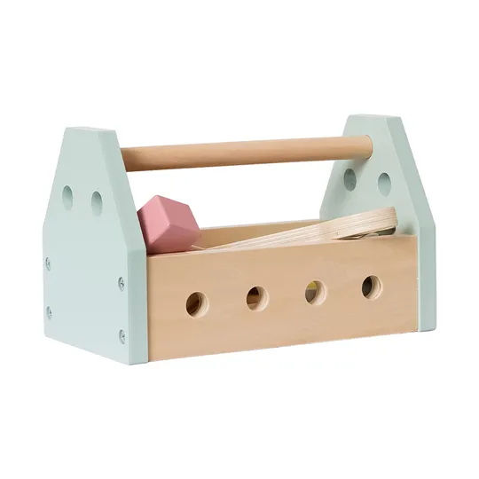 Phoohi Houten Gereedschapskist - 14 delig - Pastelkleur