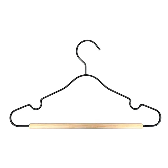 Puck kledinghanger metaal/hout set van 6