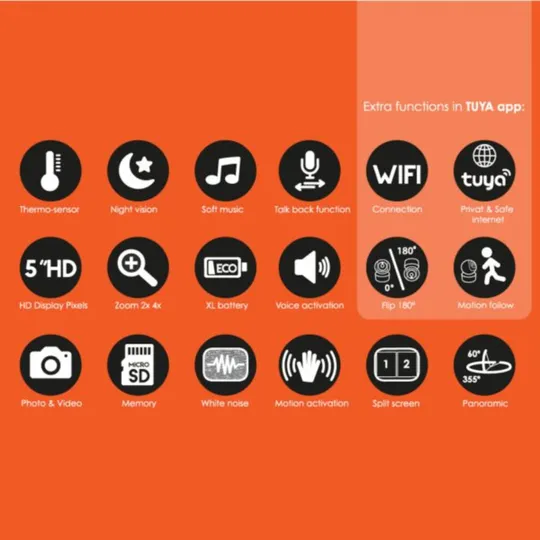 Qute Beeldbabyfoon Q-Connection Smart WIFI 2-IN-1 5HD