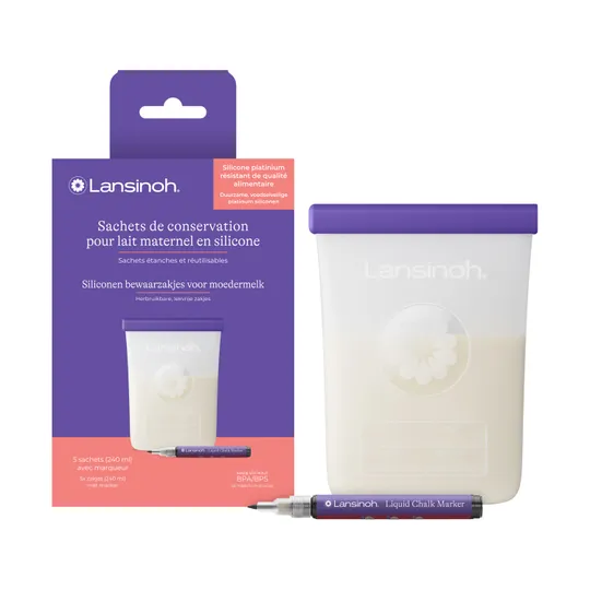Lansinoh Siliconen Bewaarzakjes voor Moedermelk - 5 Stuks