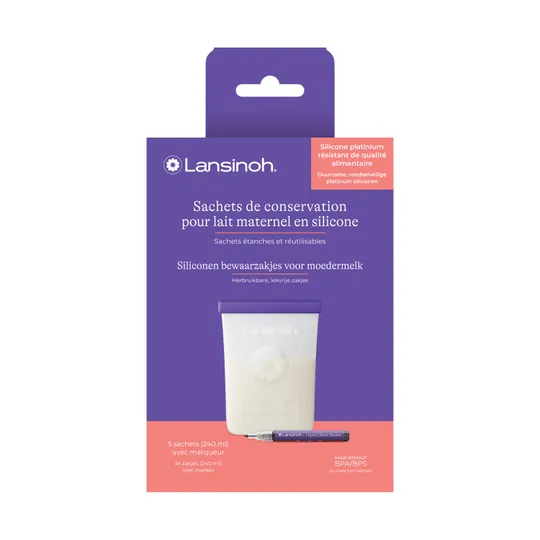 Lansinoh Siliconen Bewaarzakjes voor Moedermelk - 5 Stuks