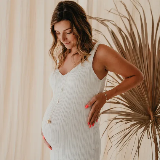 Bola Set Ketting En Armband Stone Beads Mum / Baby Charm Gold Plating