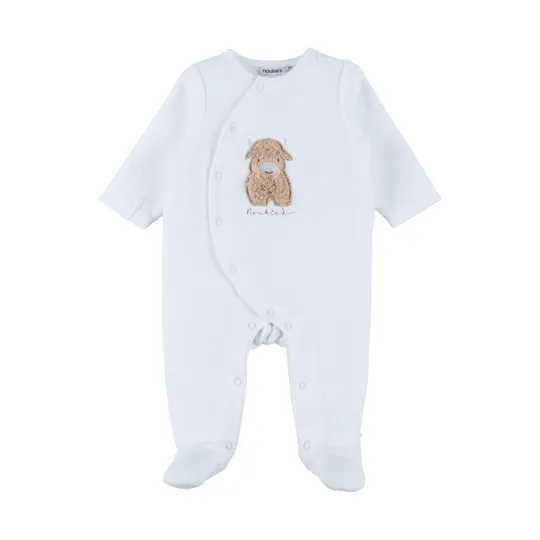 Noukie's F&O Pyjama Met Borduursel - Velours - Wit