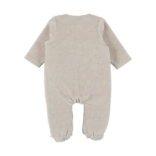 Noukie's F&O Pyjama Met Borduursel - Velours - Beige