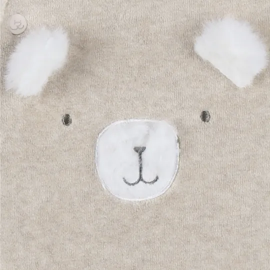 Noukie's F&O Pyjama Met Borduursel - Velours - Beige