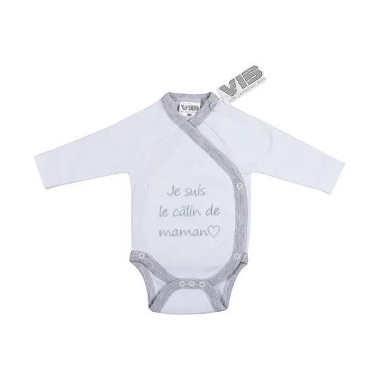 VIB Romper - Je suis le câlin de maman - Wit/Grijs