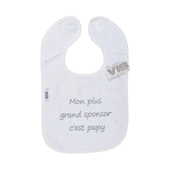 VIB Slabbetje - Mon plus grand sponsor c'est papy - Wit/Grijs