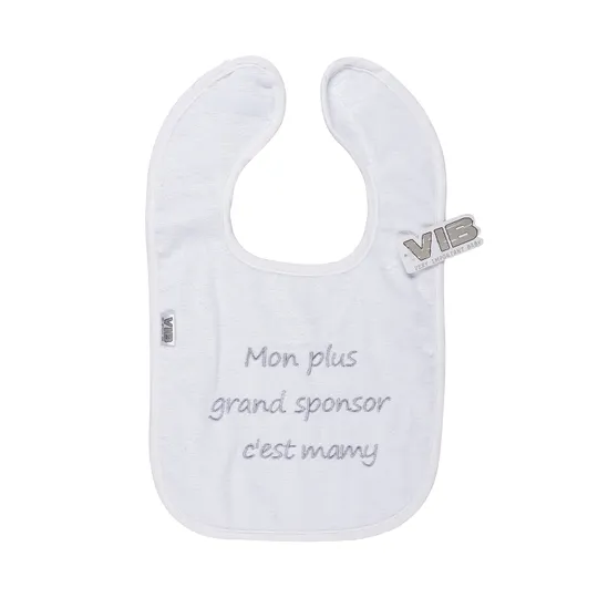 VIB Slabbetje - Mon plus grand sponsor c'est mamy - Wit/Grijs