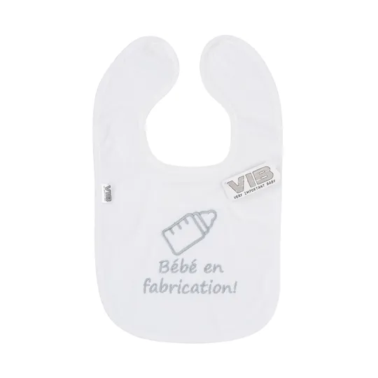 VIB Slabbetje - Bébé en fabrication! - Wit/Grijs